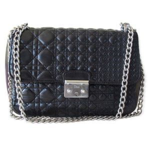 Christian Dior Black Leather Handbag  Miss Dior Flap Cannage Stitch